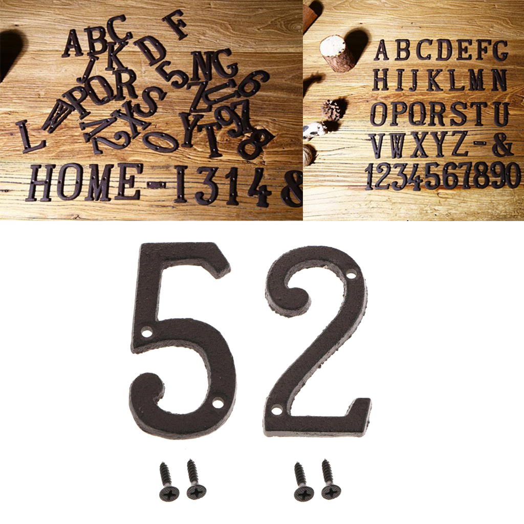 2pcs Wrought Iron Antique Metal House Office Garden Street Door Number Sign Plaque DIY Digit Plate 2 5