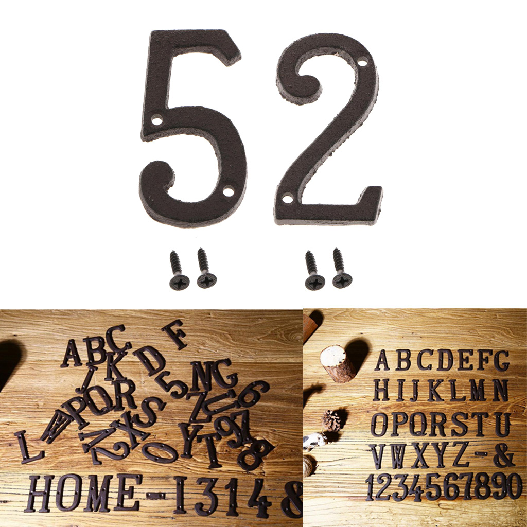2pcs Wrought Iron Antique Metal House Office Garden Street Door Number Sign Plaque DIY Digit Plate 2 5