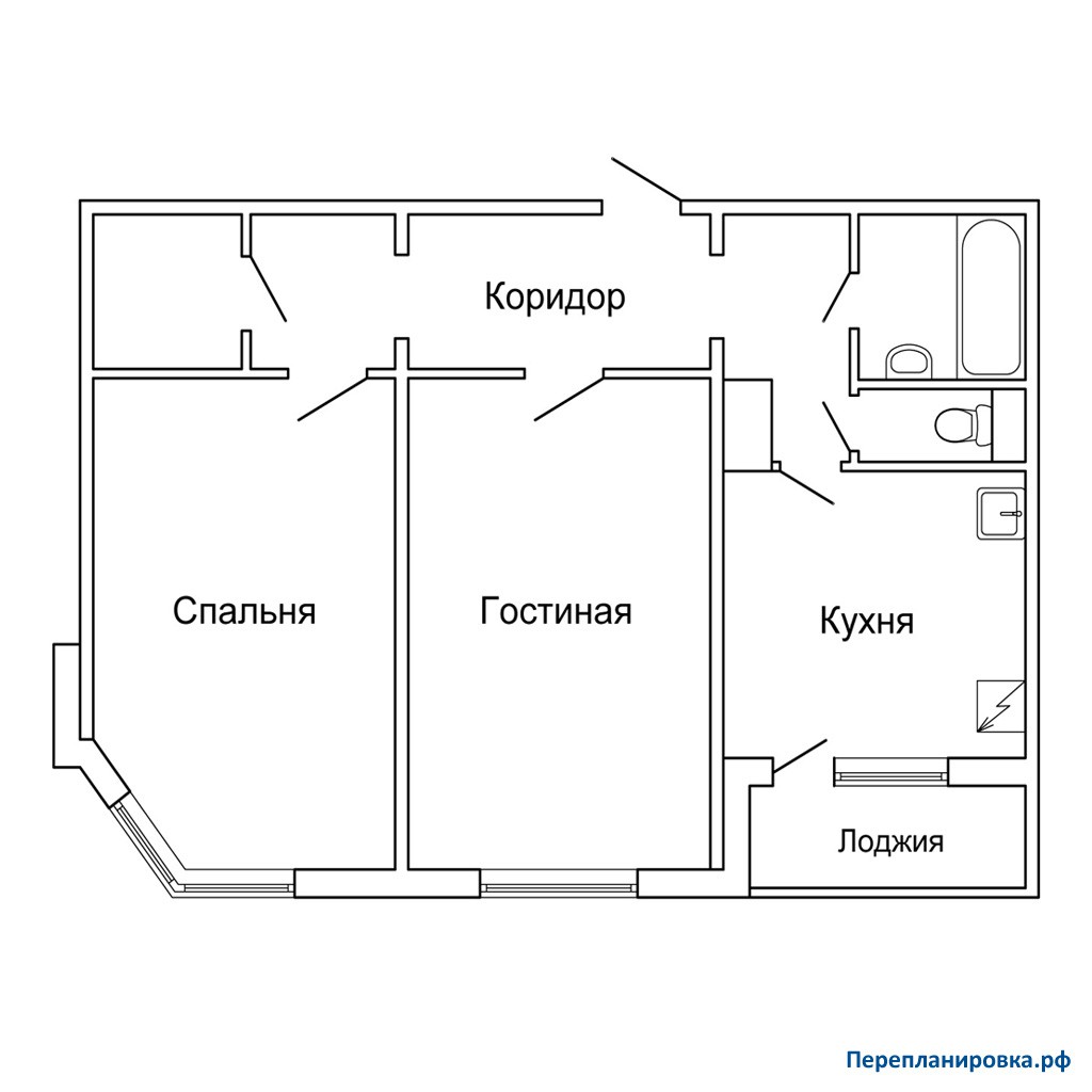 План квартиры с размерами чертеж 2 х комнатная