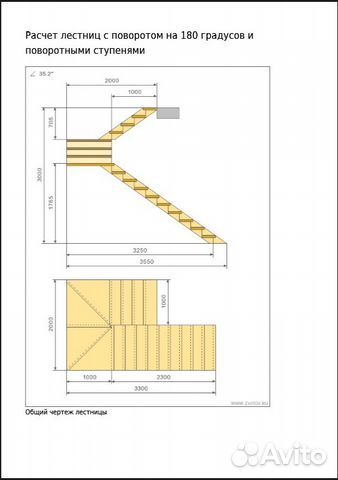 Рассчитать лестницу с площадкой на 180