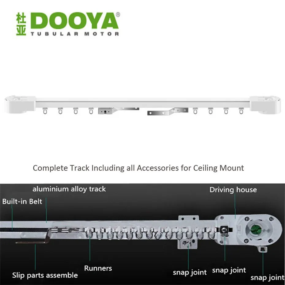 Dooya DT52S 75W+3M or Less Track+EU Type WIFI Curtain Switch,Tuya App Curtain Track Automatic System,Support Alexa Google Home-3