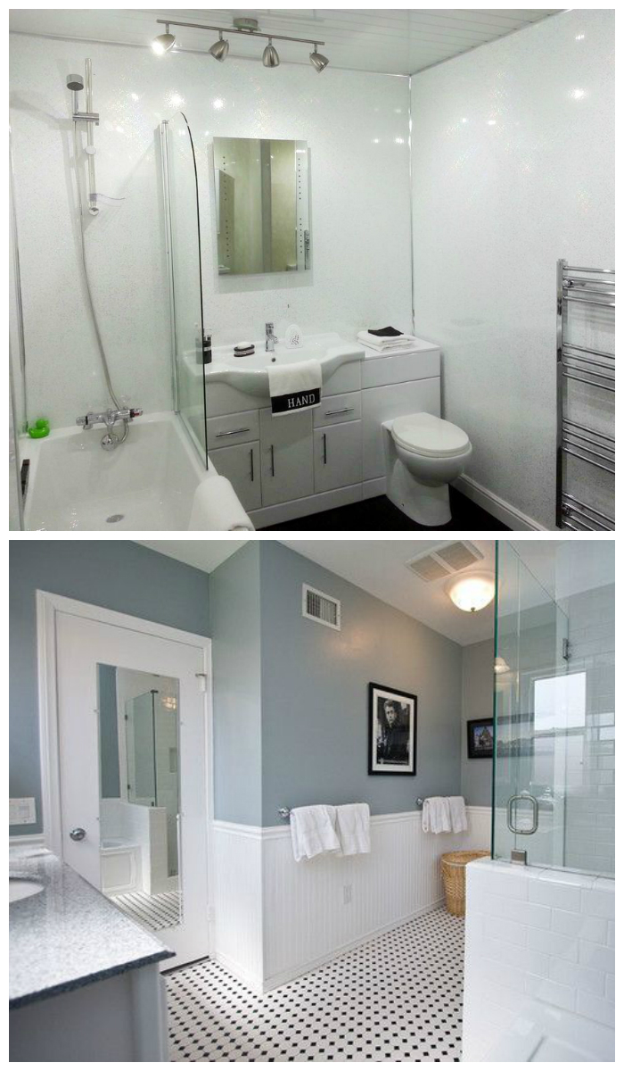 Фото современной отделки ванной комнаты пластиковыми панелями
