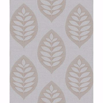 Picture of Harstad Grey Leaf Wallpaper