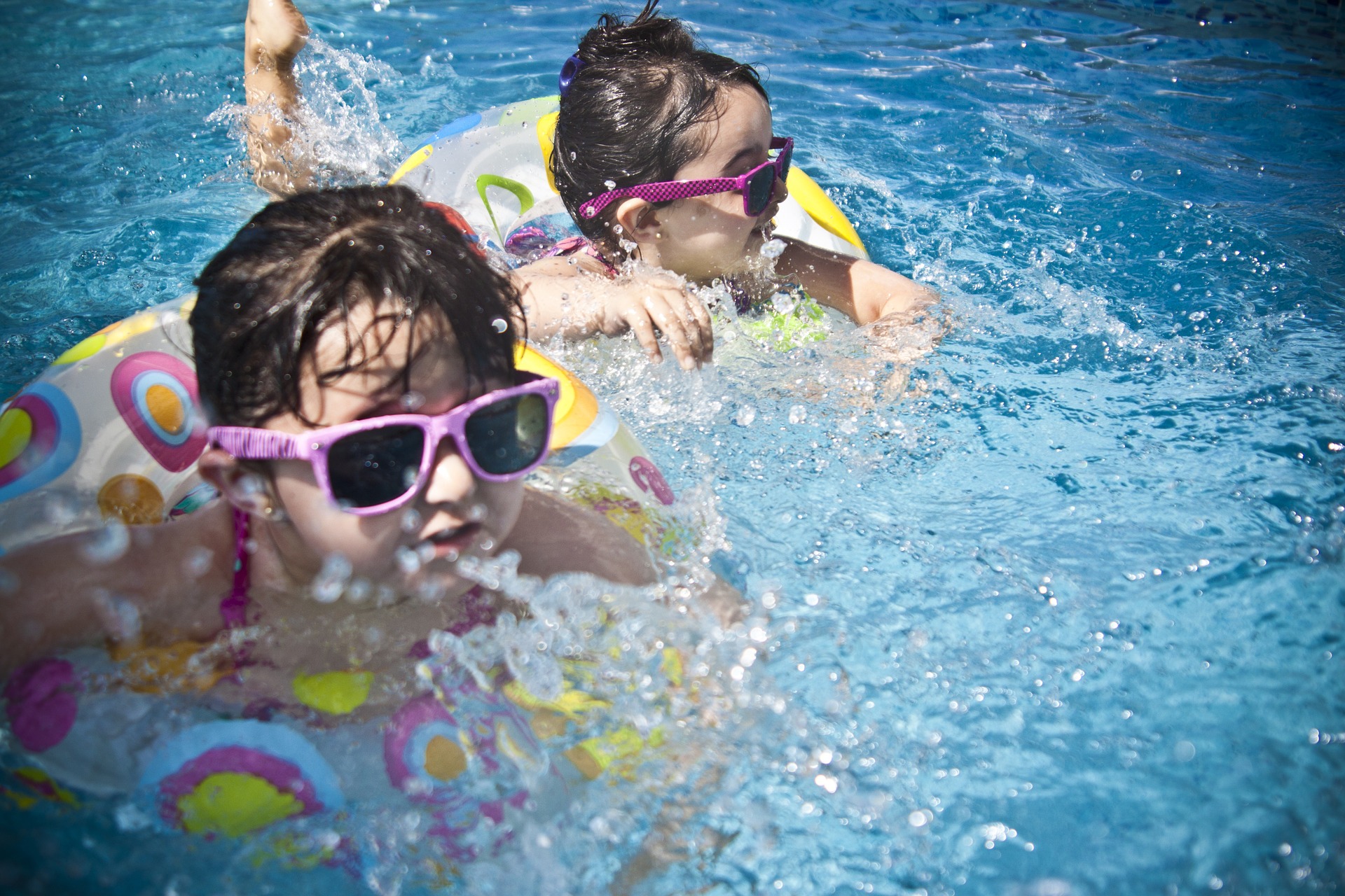 Children swimming in a pool