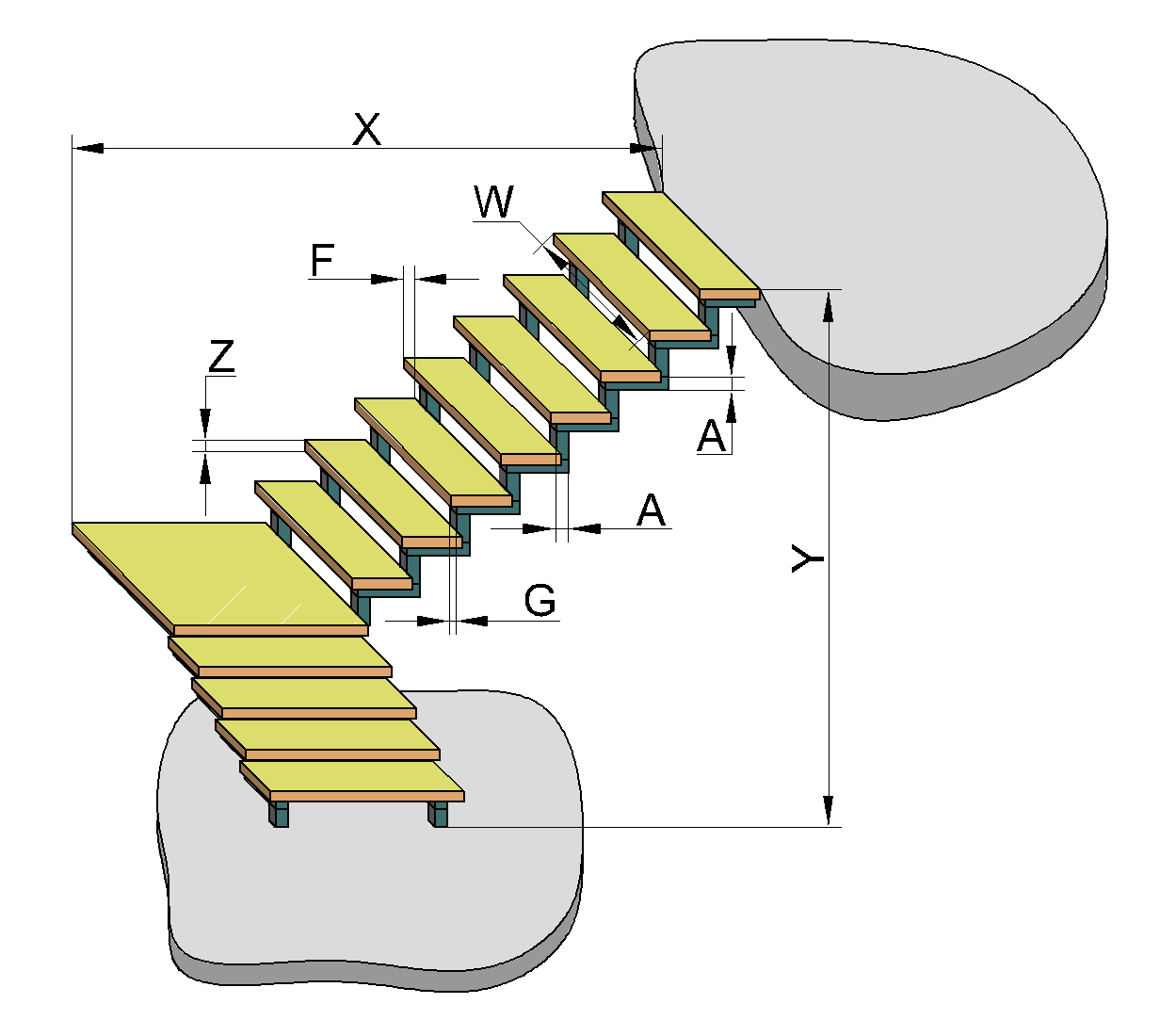 Лестница на тетивах из металла чертеж