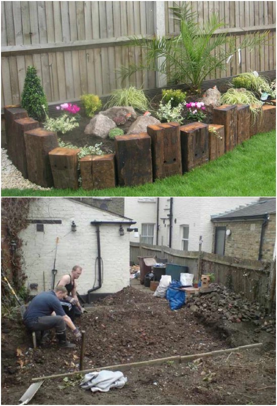 Repurposed Railway Sleeper Garden Fence