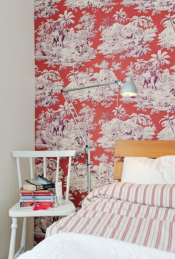 Purple orange toile wallpaper