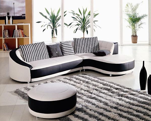 Black and white corner sofa