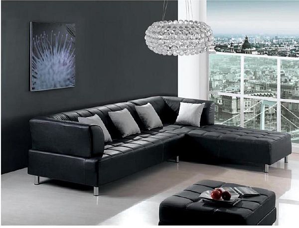 Modern black corner sofa