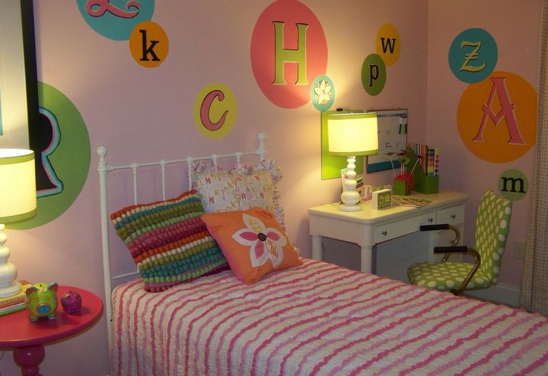 Painted letters on the wall for kids room