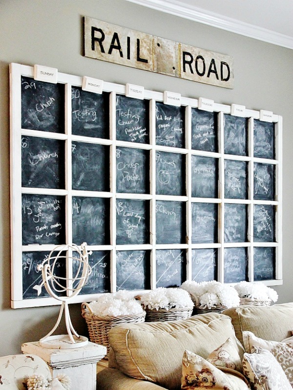 Giant window frame chalkboard wall decor