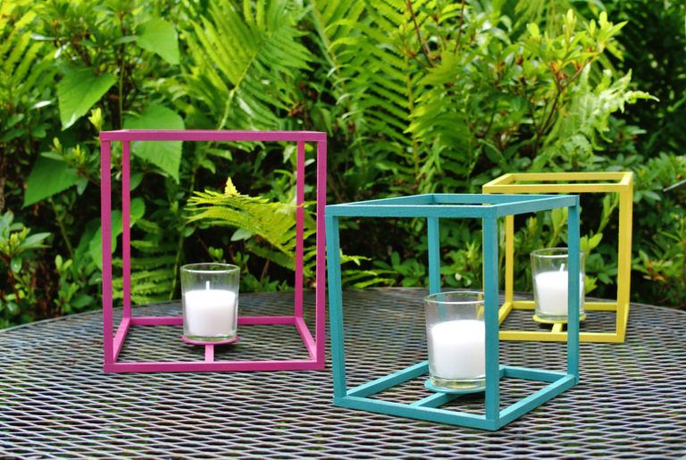 Colorful outdoor candle holder
