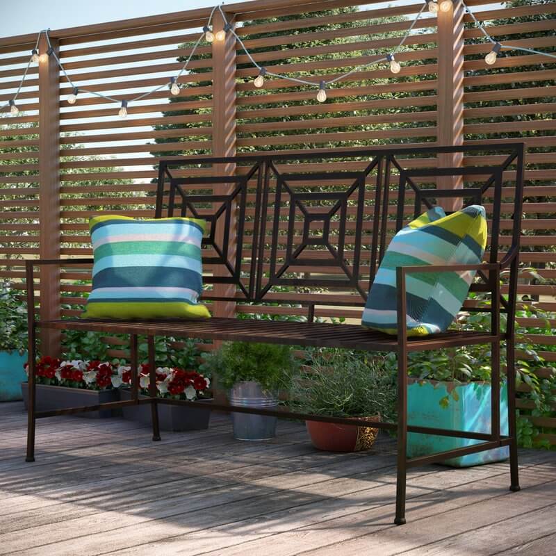 Iron Geometric Outdoor Bench