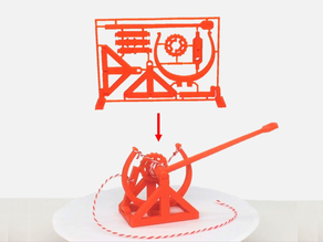 3D-printable Davinci catapult gift card