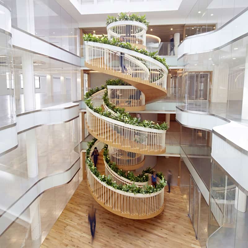 Relaxation zone of a spiral staircase