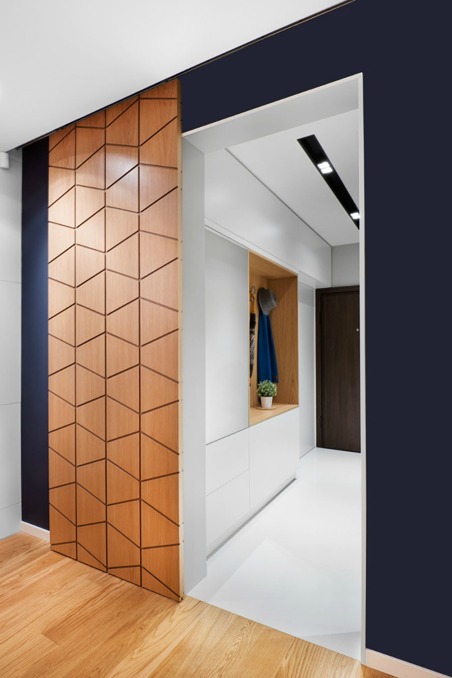 Geometric sliding door