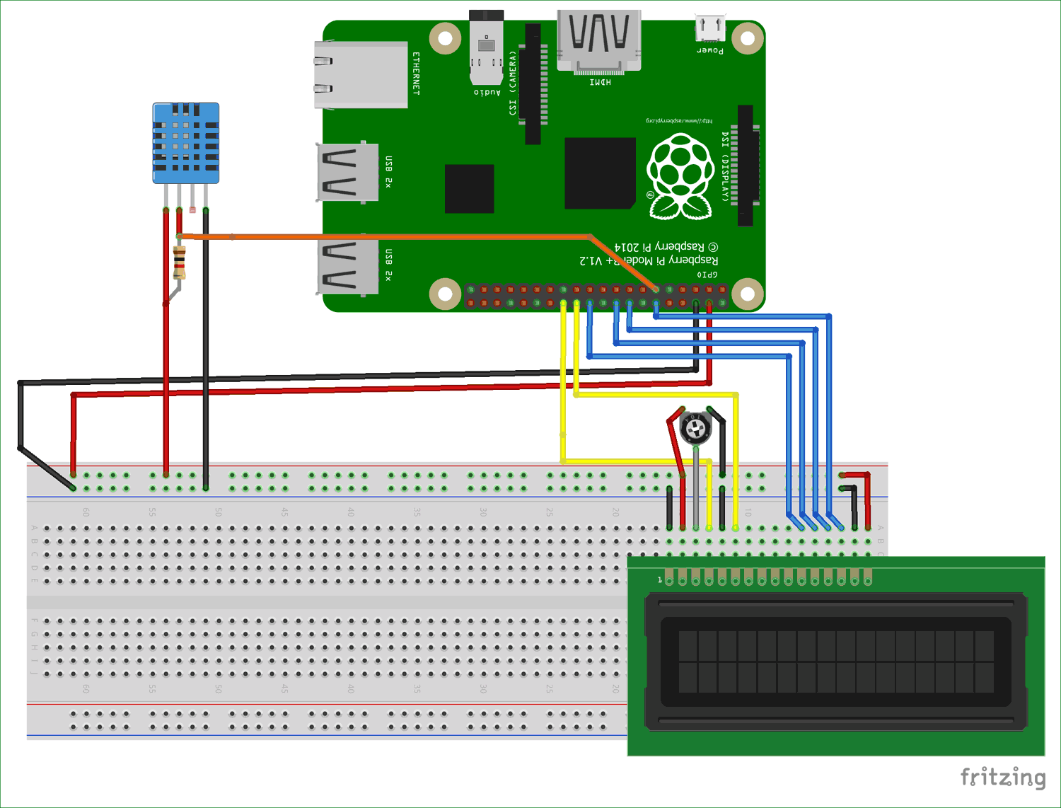Circuit diagram for Interfacing DHT11 with Raspberry Pi
