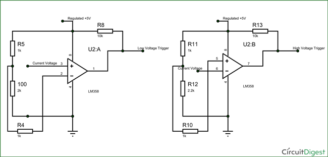 Circuit Breaker Op-amp Section Schematic Diagram