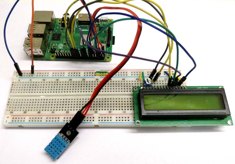 Circuit hardware for Interfacing DHT11 with Raspberry-Pi