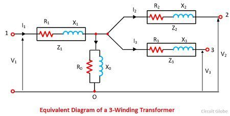 equivalent-diagram-of-a-three-winding-transformer