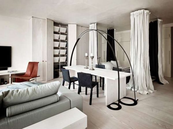 шторы перегородки в спальне-гостиной