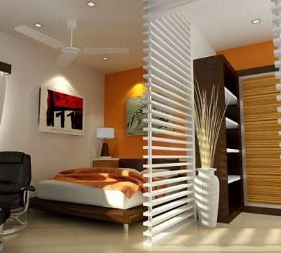 шкаф высокий с перегородкой в спальне-гостиной