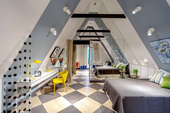 скошенные стены в интерьере спальни скошенные стены в интерьере спальни