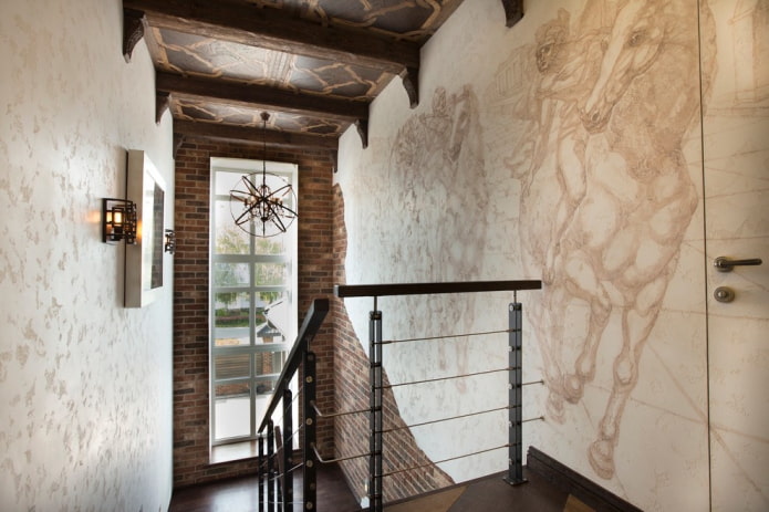 оформление стены у лестницы в интерьере оформление стены у лестницы в интерьере