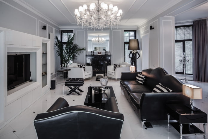 интерьер гостиной в черно-белых тонах интерьер гостиной в черно-белых тонах