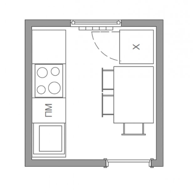 прямая маленькая кухня
