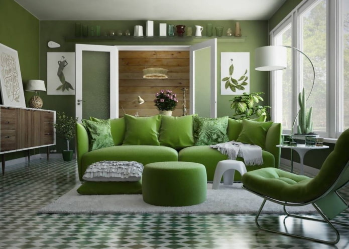 комната в зеленых тонах