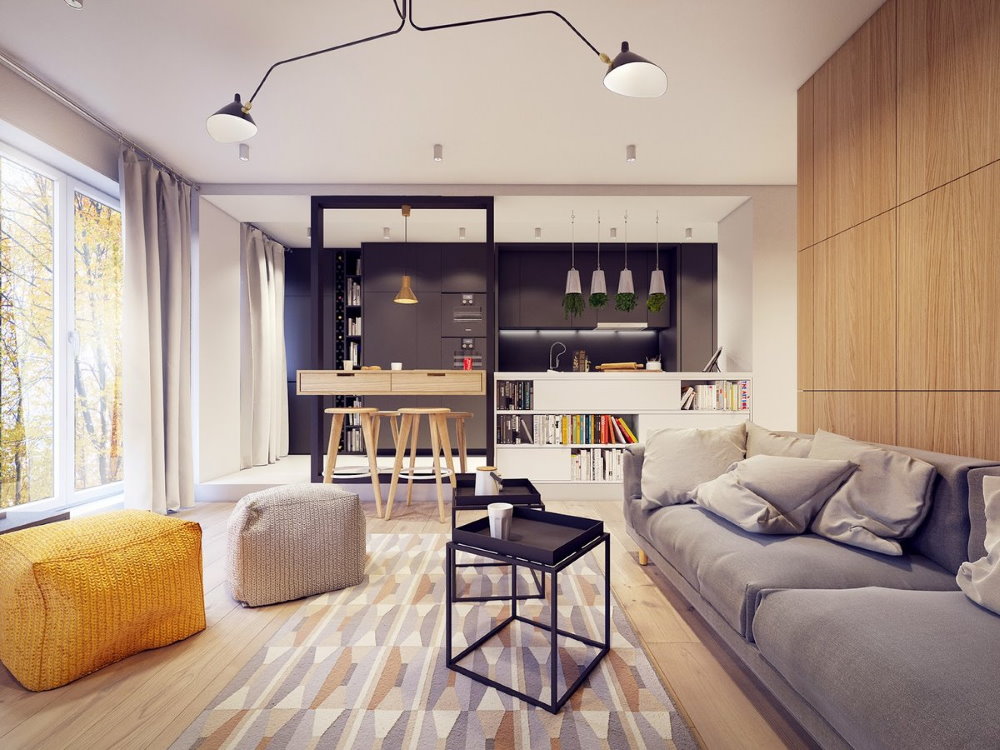 Интерьер современной квартиры с одной комнатой
