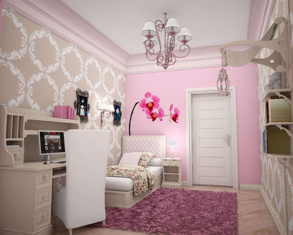 серо розовая спальня с бежевым