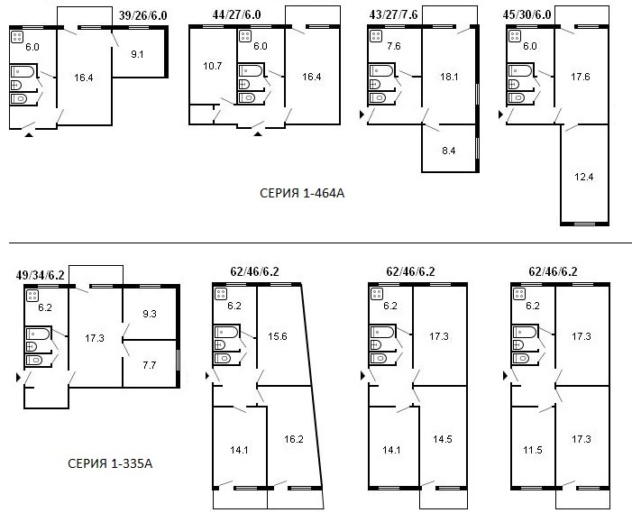 Планировки трехкомнатных брежневок в панельных домах