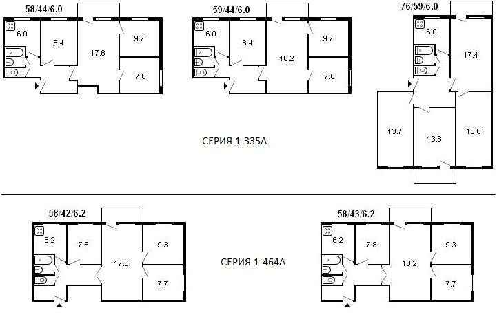 Примеры планировок четырехкомнатных брежневок