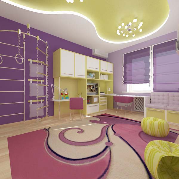 Яркие цвета в интерьере детской комнаты