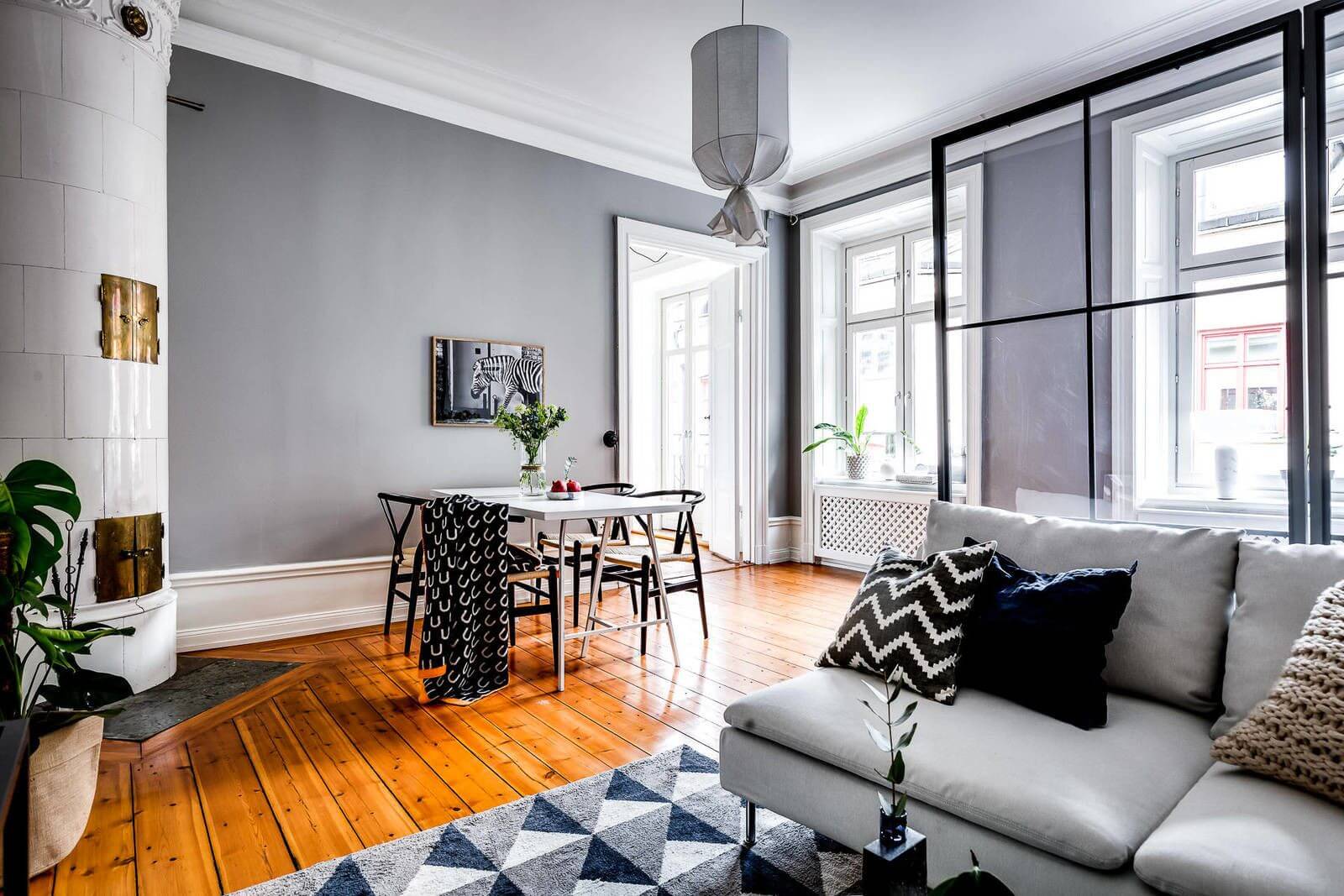 Отсутствие штор в скандинавском стиле