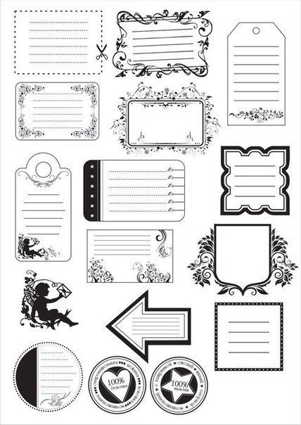 Наклейки для личного дневника распечатать черно белые   подборка (6)