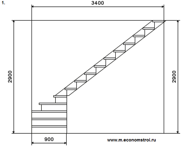 Чертеж лестницы с размерами