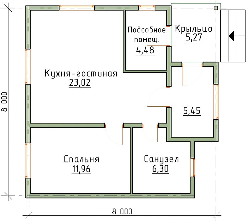 планировка дома 8 на 8