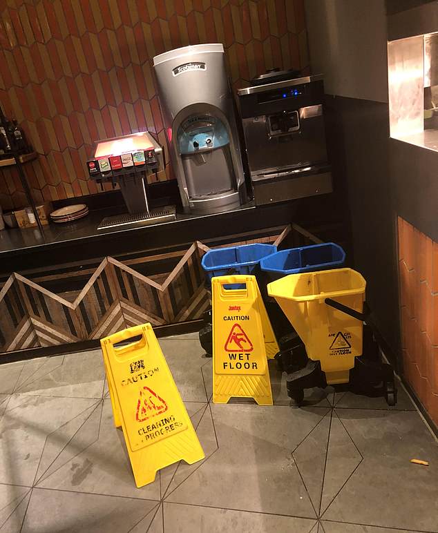 Staff put up wet floor signs and a spokesperson said the area was closed for trading 