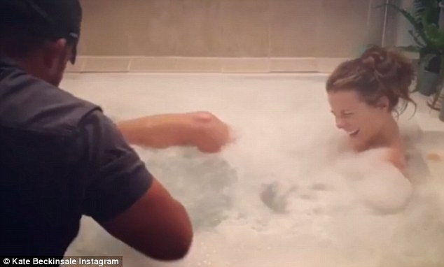 Having a bubble! Kate Beckinsale showed off her humorous side again as she shared a behind-the-scenes clip whilst filming The Widow in South Africa