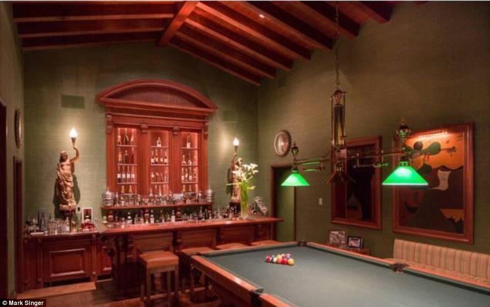 Billiards anyone? Hacienda De La Paz on the Palos Verdes peninsula in Los Angeles county took nearly 17 years to build