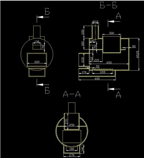 Чертеж печи из 530 трубы