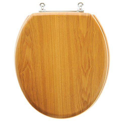 Luxury Real Wood Veneer Toilet Seat 16.5" Standard Round Teak By Unity (Teak)