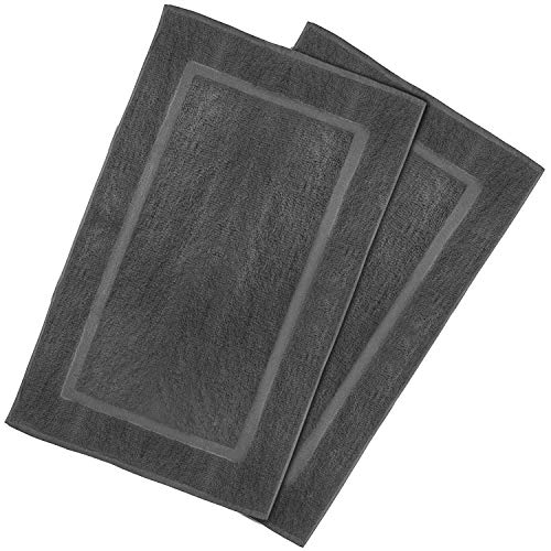 Utopia Towels 21-Inch-by-34-Inch Washable Cotton Banded Bath Mat, 2 Pack, Dark Gray