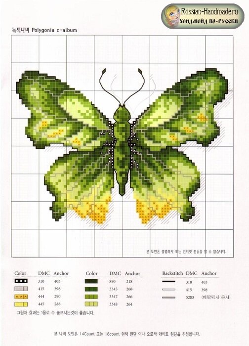 Бабочки - схемы вышивки крестом (1)