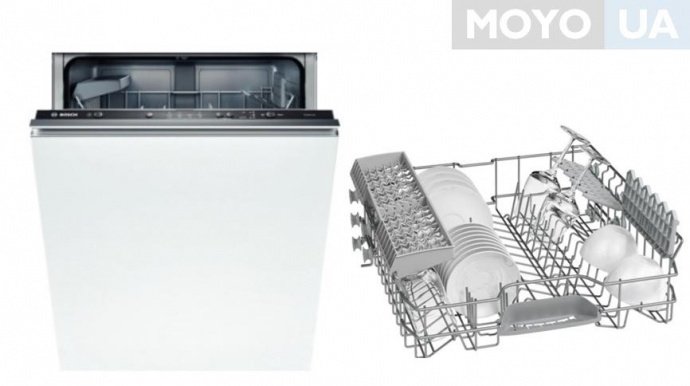 Посудомоечная машина BOSCH SPV 40E70 и поддон с посудой