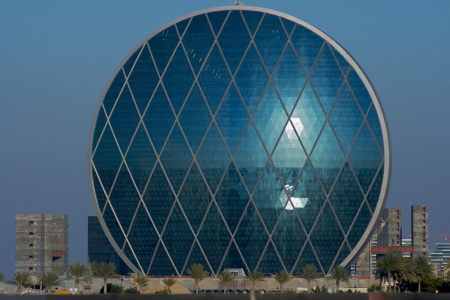 Lattice glass facade in Abu Dhabi - Aldar Headquarters
