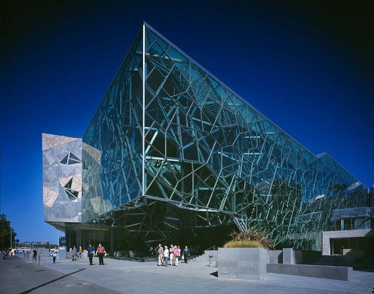 Unique glass facade structure in Melbourne